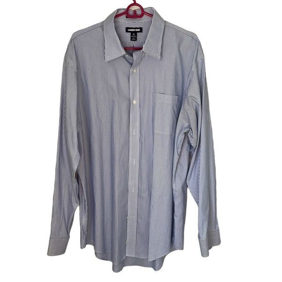 Lands End Supima Pinpoint Cotton Shirt No Iron Traditional Fit Size XL 17-171/2 - Picture 1 of 7